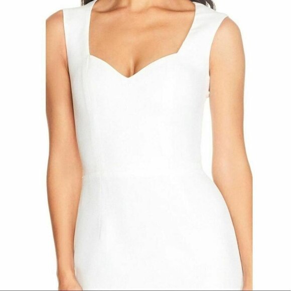 Dress The Population Elle Queen Anne Sweetheart Neck Sheath Midi Dress White XXL - Picture 3 of 12